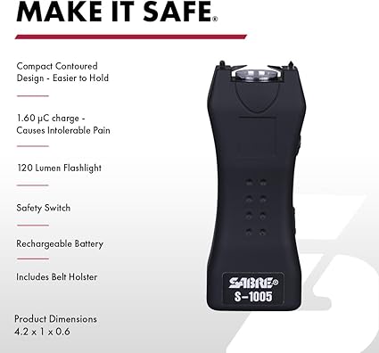 Self Defense Stun Gun S-1005 With LED Flashlight | High Voltage 2 in 1 Taser